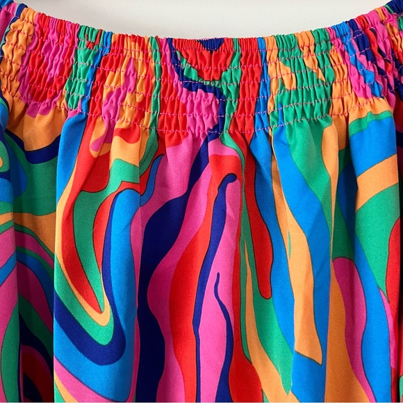 Vibrant Multicolor Swirl Off-Shoulder Blouse - Picture 7 of 9